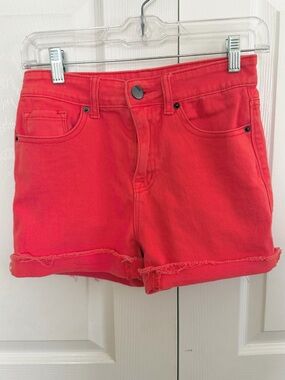 5 for $25! BDG Coral-Red Roll Hem Denim Shorts